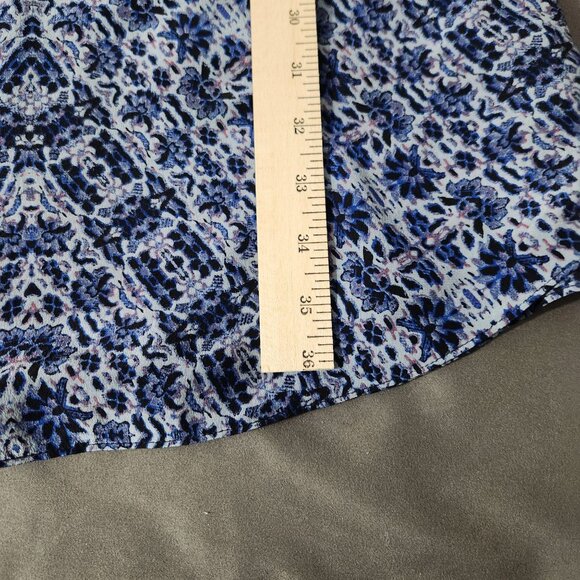 Rebecca Taylor Dress Women's 0 Silk V Neck Long Sleeve Mini Blue Floral Pockets - Picture 13 of 15